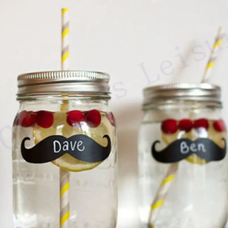 Маленький человек Mason Jar усы меловая доска для свадьбы этикетки ярлыки бакалавр