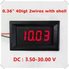 Цифровой вольтметр RD 0,36 дюйма, постоянный ток 3,50-30,00 В, 4-значный, 2 провода с оболочкой, измеритель напряжения автомобильной панели, СВЕТОДИОДНЫЙ цветной дисплей 4 шт.лот