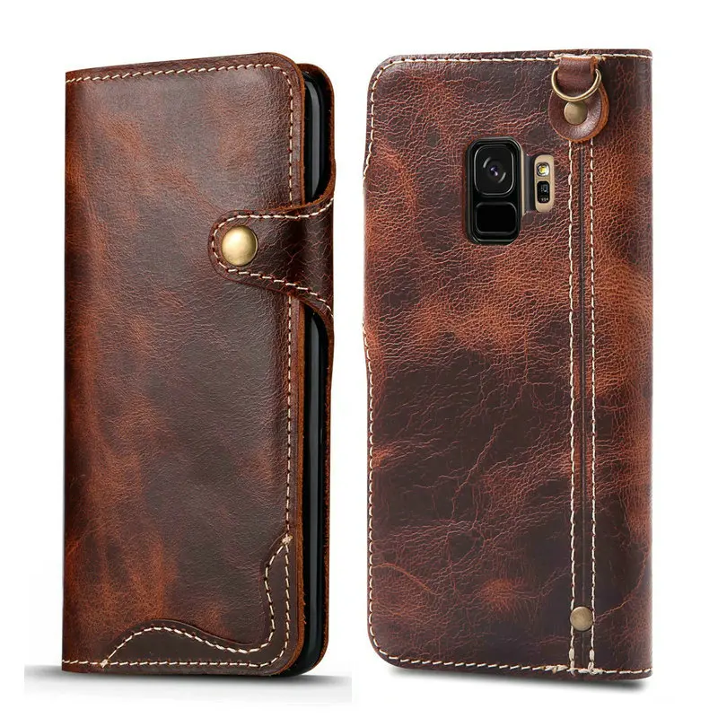 

Vintage Retro Genuine Wallet Leather Case for Samsung Galaxy S9 Plus Buckle Flip Case Cover for Samsung S9 / S9 Plus S9+ Fundas