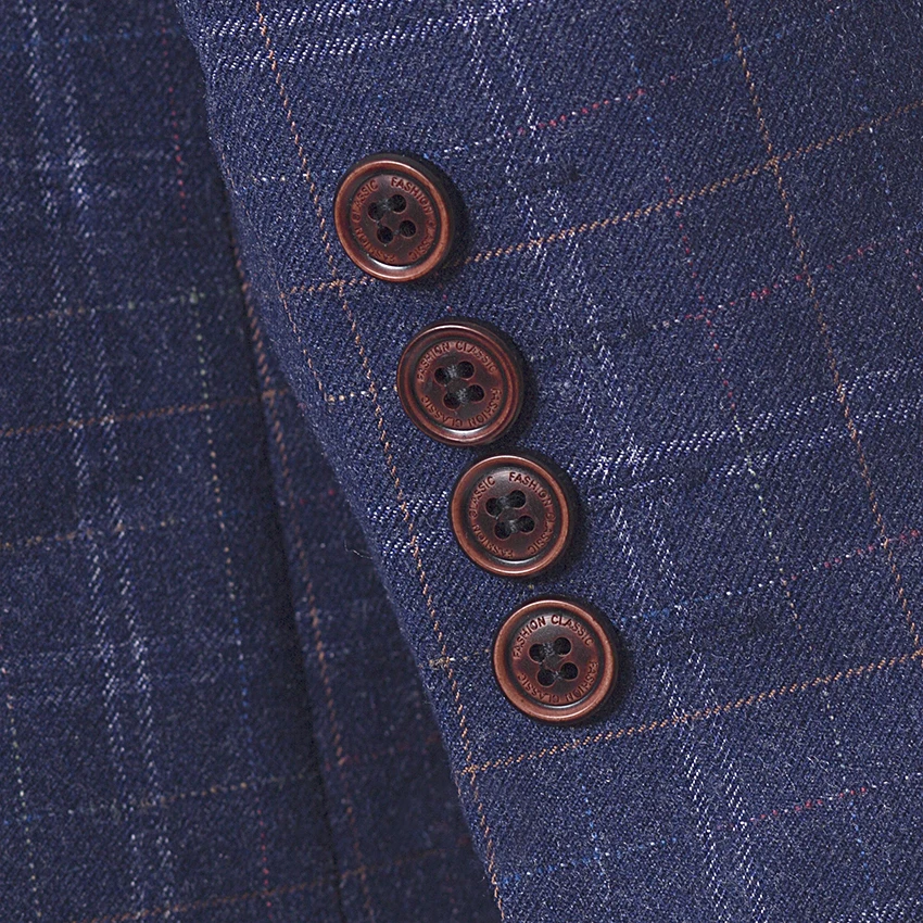 Мужской Клетчатый костюм из 3 предметов (куртка + жилет брюки) для свадебного
