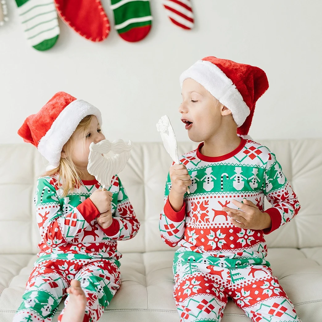 Модная Рождественская Пижама для всей семьи симпатичная одежда сна детей