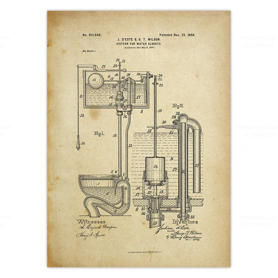 Винтажный Настенный декор для ванной комнаты Toliet отдыха ретро постер патентный