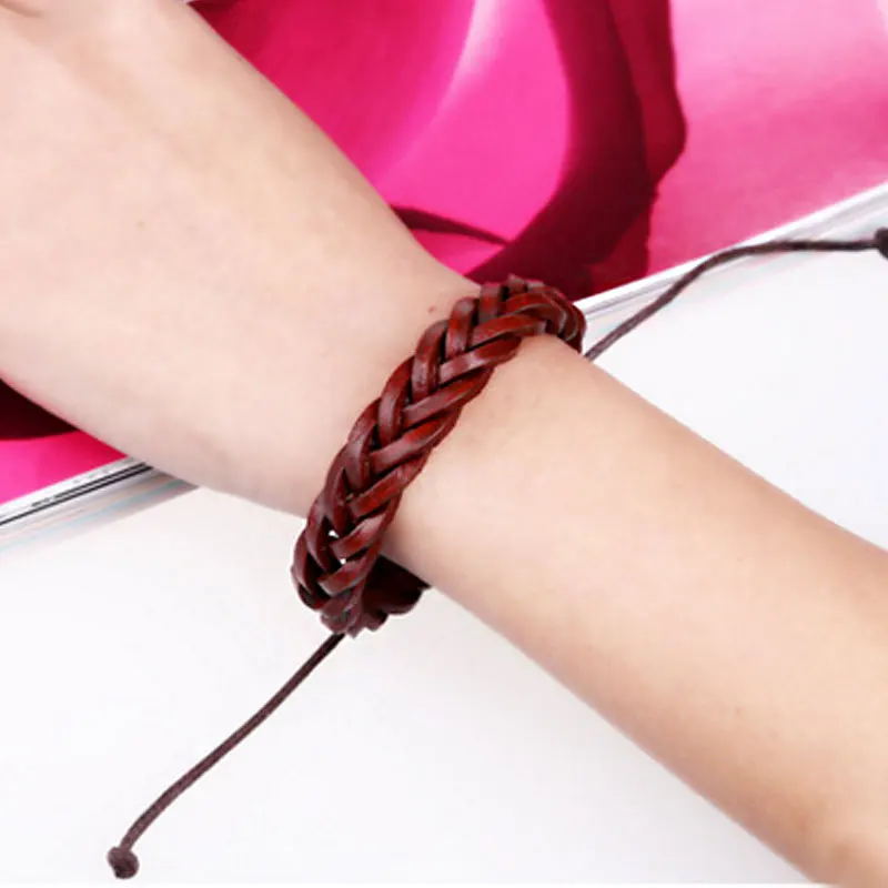 Новый Черный Коричневый Ручной Конопли Веревки Из Кожи Браслет Для Мужчин Винтаж