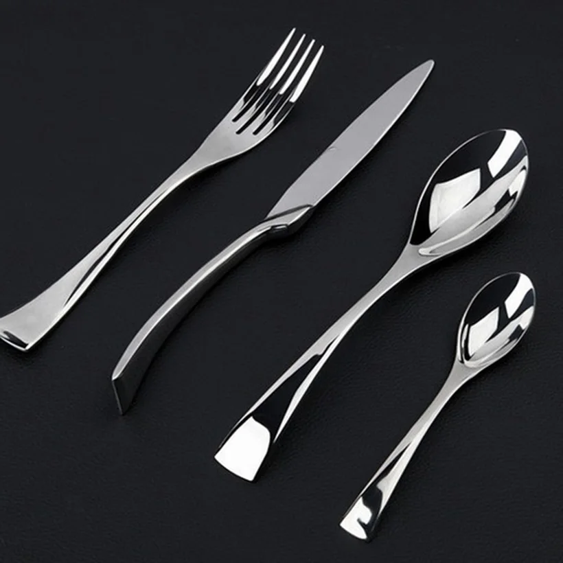 4 шт. черный Западный набор посуды для еды высокое качество нержавеющая сталь