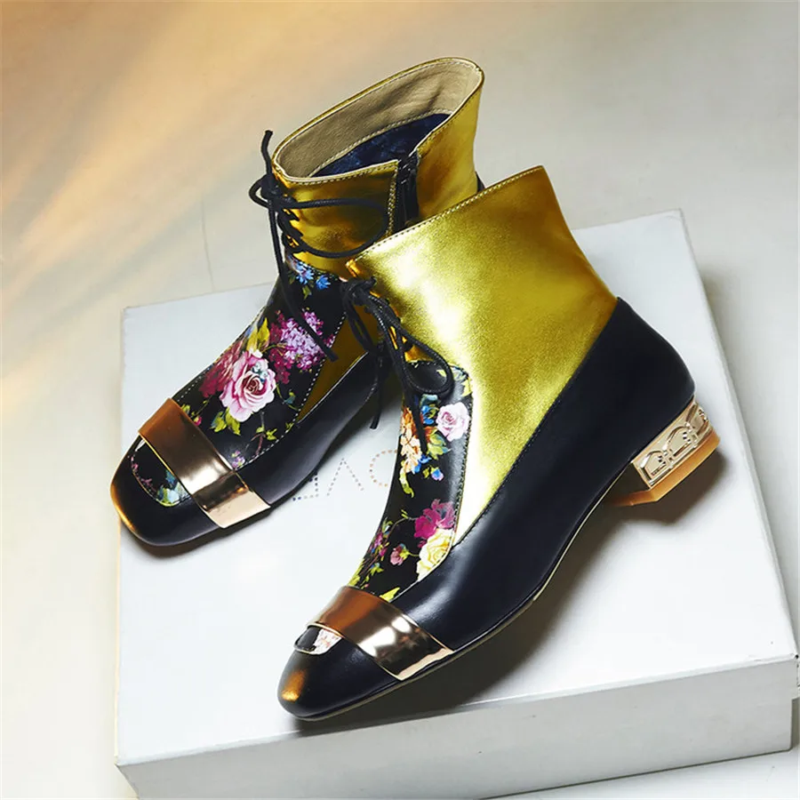 Мода Зима Осень Бренд Женской Обуви Сапоги Китайский Стиль Роскоши Печатные