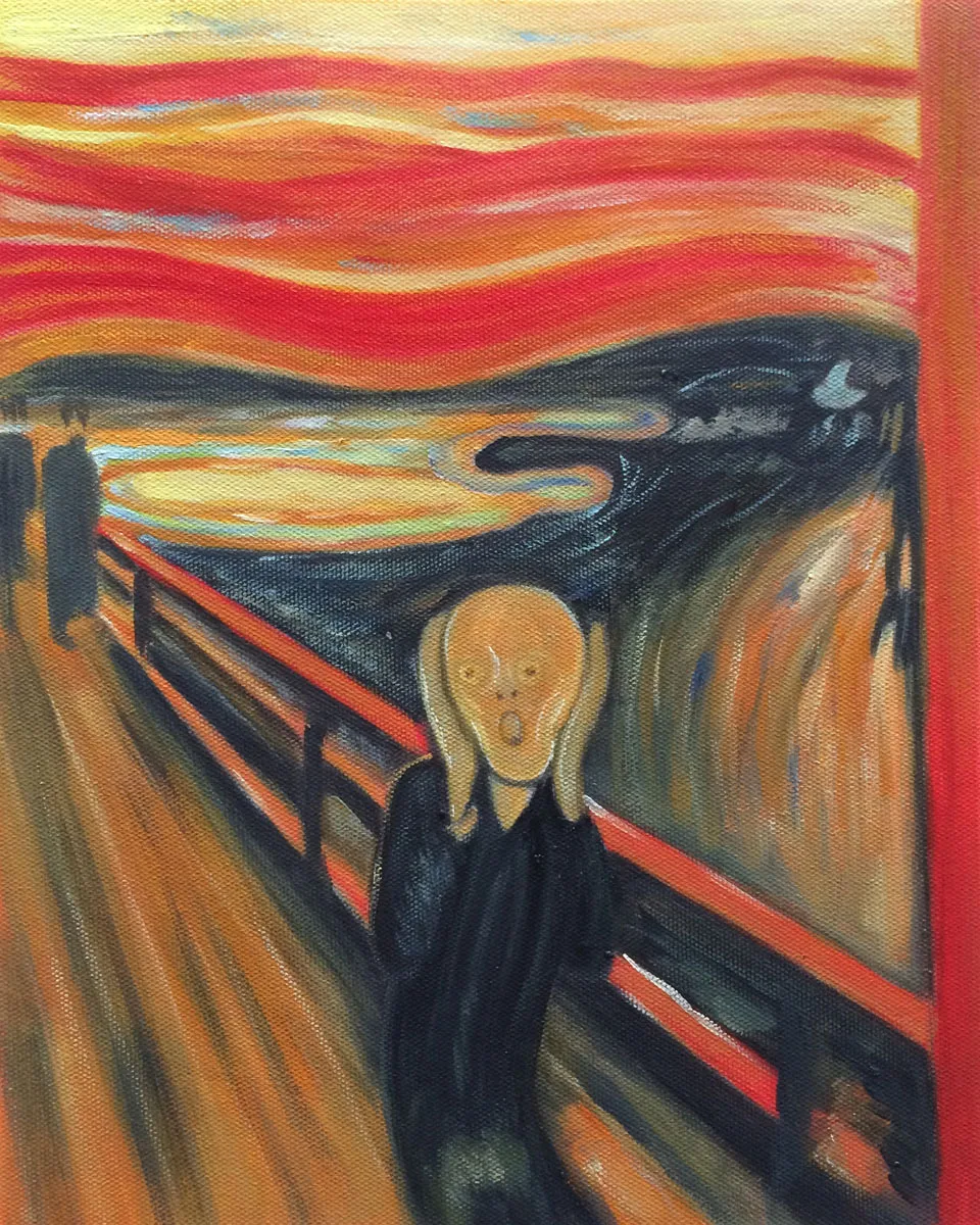 Ручная роспись Абстрактная масляная живопись на холсте крик Edvard Munch для