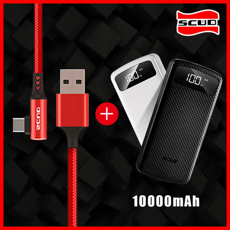 Scud power bank 10000 мАч+ USB кабель type-C со светодиодный цифровым дисплеем power bank для Xiaomi huawei LG samsung мобильного телефона Androidt
