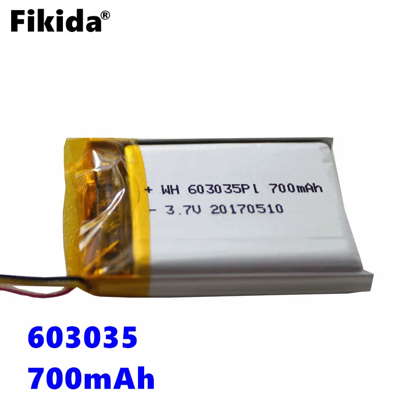Fikida 603035 литий-полимерный аккумулятор 3 7 В 700 мАч gps MP3 MP4 динамик bluetooth камера