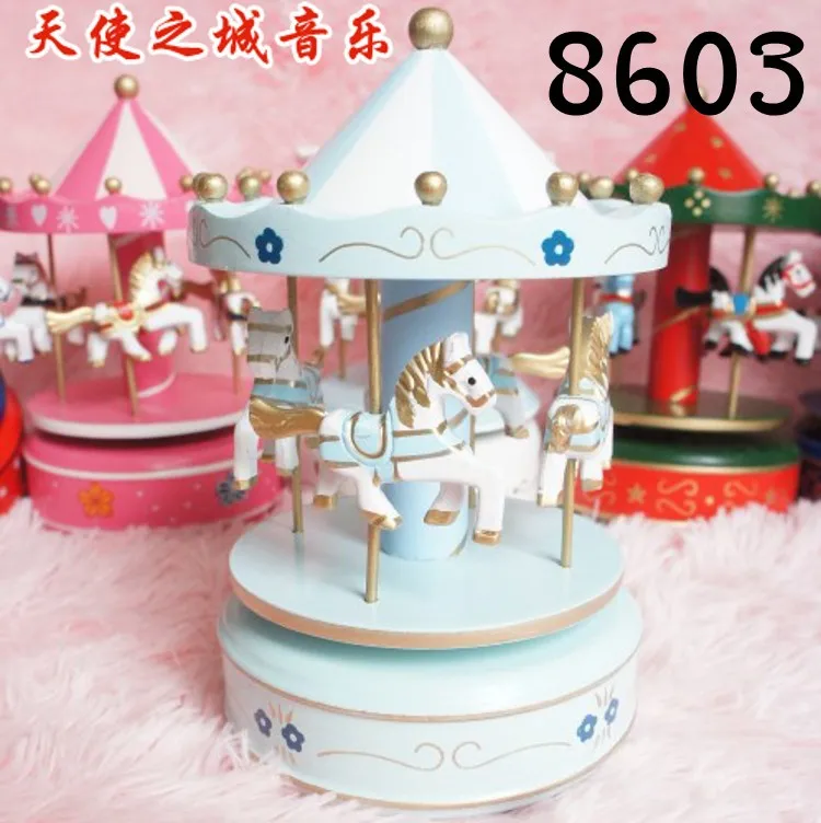 Новинка деревянная карусель круглая музыкальная шкатулка украшения для детей
