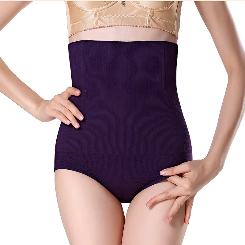 purple Женские трусы с высокой талией для коррекции фигуры, бесшовные трусы для контроля живота, утягивающие штаны, Корректирующее белье, пояс, нижнее белье для тренировок - Цвет: purple