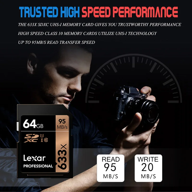 Высокоскоростная карта памяти Lexar 633X 16 ГБ 32 64 класс 10 SDHC SDXC U3 sd 128 256 512 1 ТБ