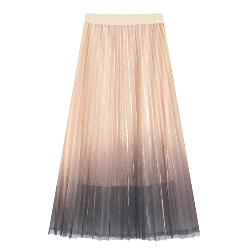 Юбка миди Женская плиссированная из тюля с эффектом омбре и эластичным