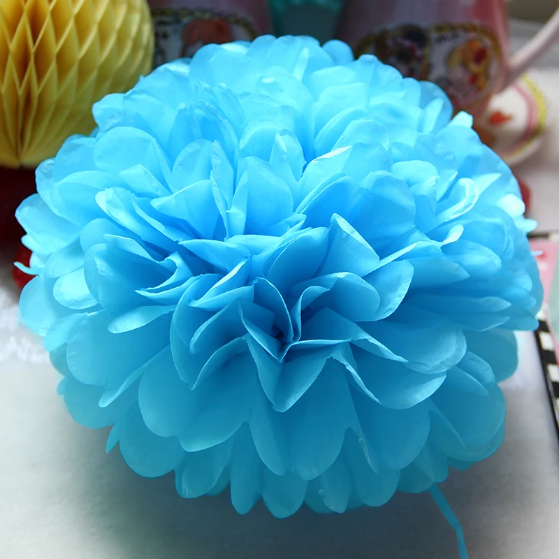 Sky Blue Flower 4-6-8-10-12-14-16inch круглый бумажный фонарь ткань цветочные шары из бумаги для свадьбы День рождения декорация рукоделие хобби поставки - Цвет: Sky Blue Flower