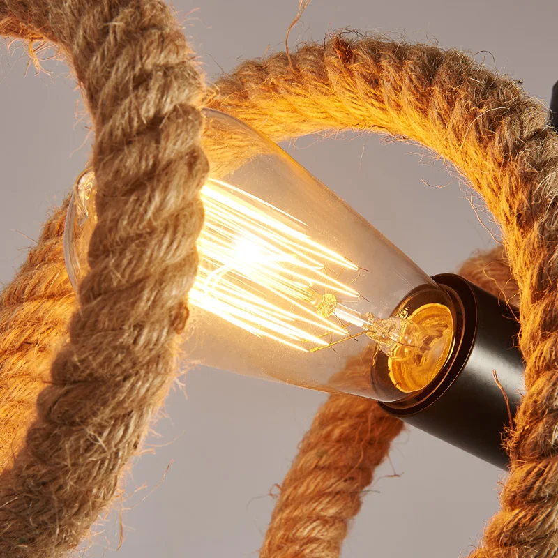 Miglior Loft Led E27 Edison Della Lampadina, Tubo Di Ferro Battuto A Sospensione Corda Di Canapa O Luce Lampada Da Soffitto Retro Bar Cafe Industriale Country Americano