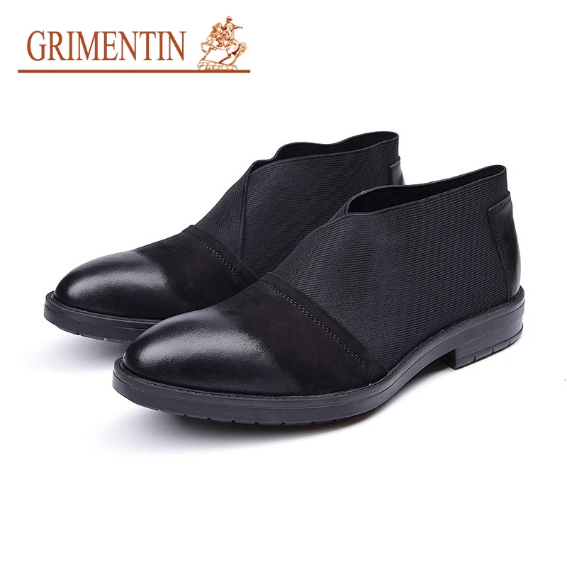 GRIMENTIN suede shoes men british style mens casual italian designer black business slip on male 2019 new | Обувь