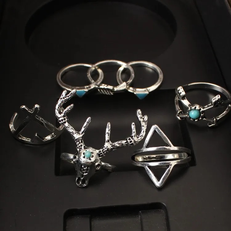 Женские кольца богемский Цыганский серебристый цвет 7 шт./компл. | Украшения и