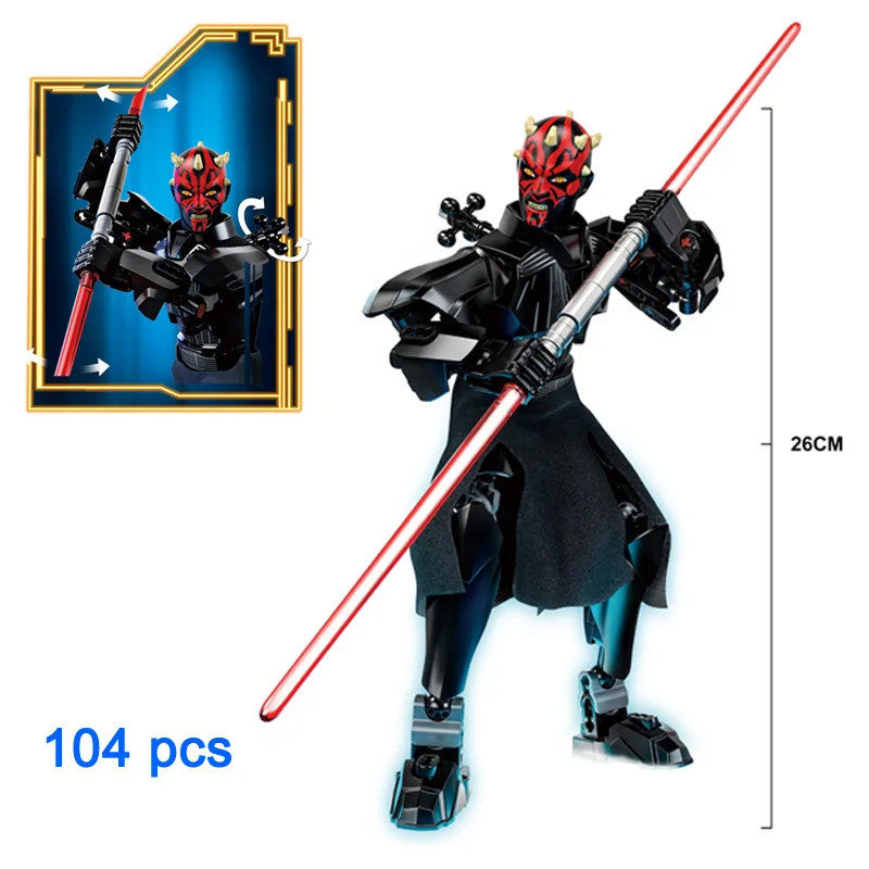 Darth Maul Звездная космическая война последний джедай сборная фигурка Рей Люк Скайуокер Чубакка Элитный истребитель Tie пилот Кайло Рен строительный блок игрушка - Цвет: Darth Maul