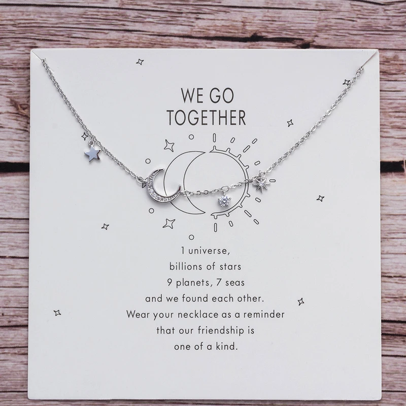 Браслет с серебристыми звездочками Wish Card браслет Луной символом вечной дружбы