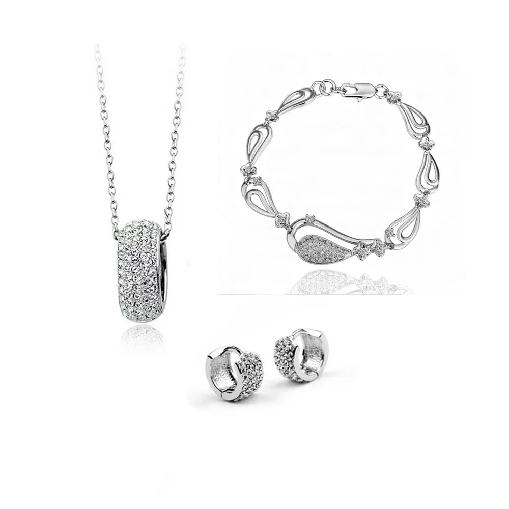 Набор ювелирных изделий с кристаллами золотое ожерелье серьги модные наборы для