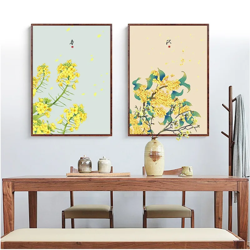 Chinese Four Seasons Beautiful Flowers Canvas Painting Modern Home Decoration Living Room Art Modular Wall Pictures No Frame | Дом и сад