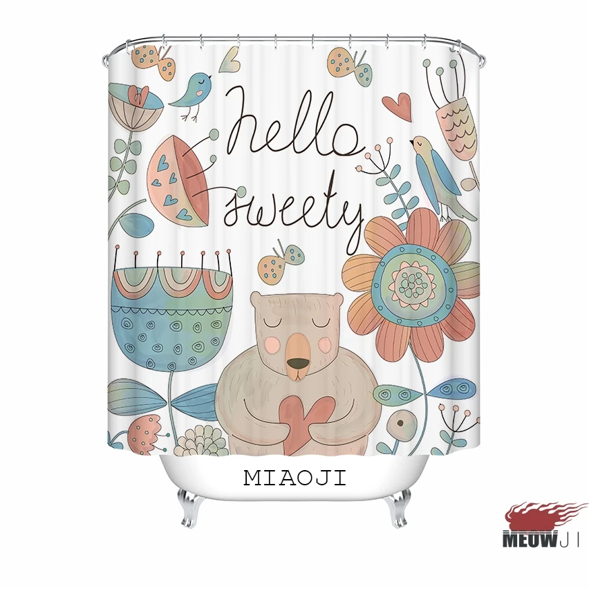[MIAOJI] &ltакварельные животные&gt печатная ткань занавеска для душа медведь лиса
