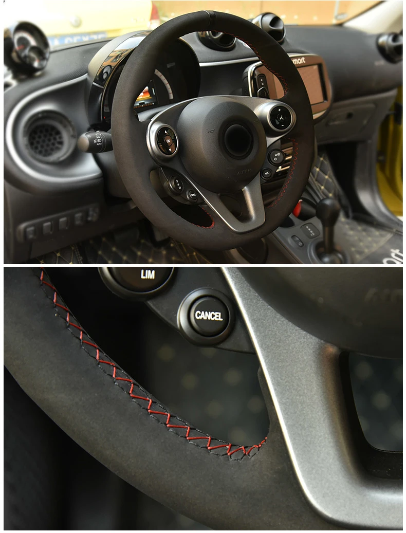 Lsrtw2017 Хомут кожаный чехол рулевого колеса автомобиля для smart fortwo w453 c453 a453