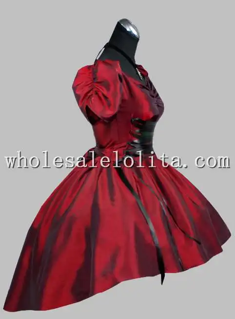 Готическое короткое платье винного цвета в викторианском стиле|victorian dress|dress dress