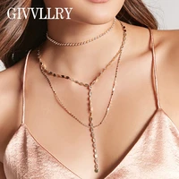 free shipping simple rhinestones choker necklace vintage multilayer best friends copper sequins collar chain necklaces for women