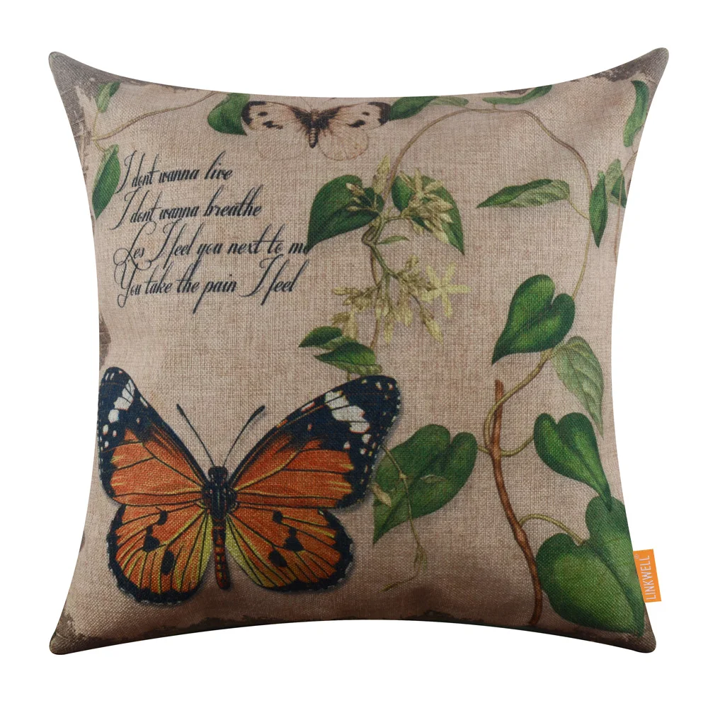 LINKWELL 45x45 см французская деревня Зеленый лист Бабочка насекомое винтажный ретро