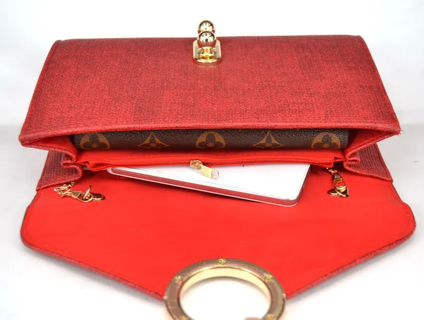 Модная дизайнерская Красная дамская сумочка на плечо с клапаном и цепочкой