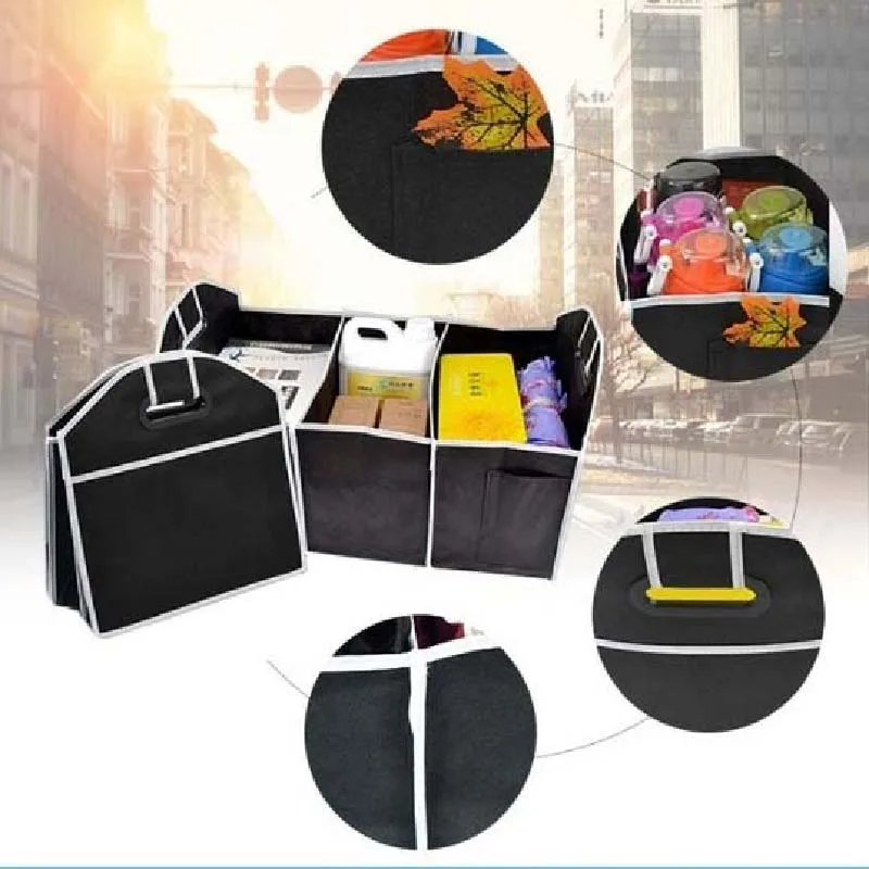 Car Seat Organizer Trash Bin AUTO Trunk Cargo Collapsible Storage Black Folding Boxes Sundries For Organiser Box | Автомобили и