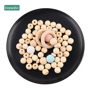 Bopoobo 16 мм 50 шт деревянные тыквенные бусины сенсорная игрушка для прорезывания зубов жевательные деревянные бусины DIY Изготовление ювелирных изделий ожерелье бусы детский Прорезыватель