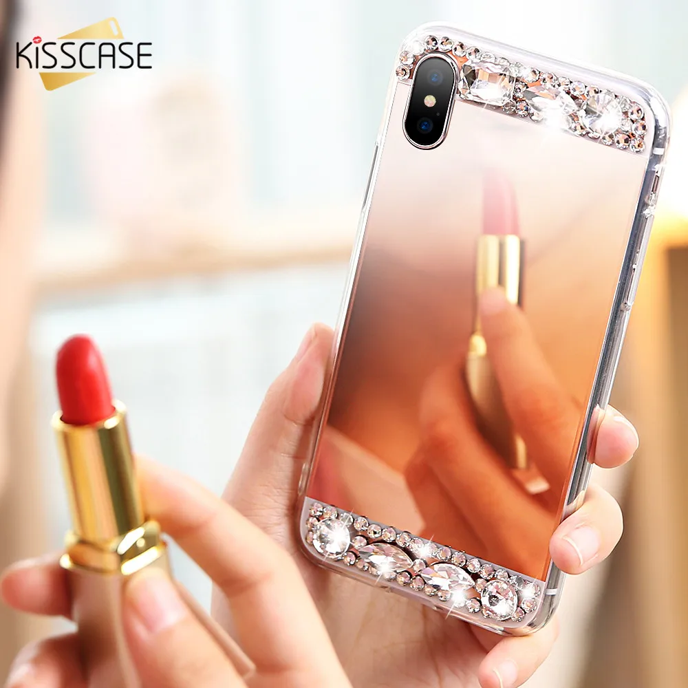 KISSCASE прозрачное зеркало чехол для iPhone 6 6S 5s 5 SE Plus роскошный сверкающий с