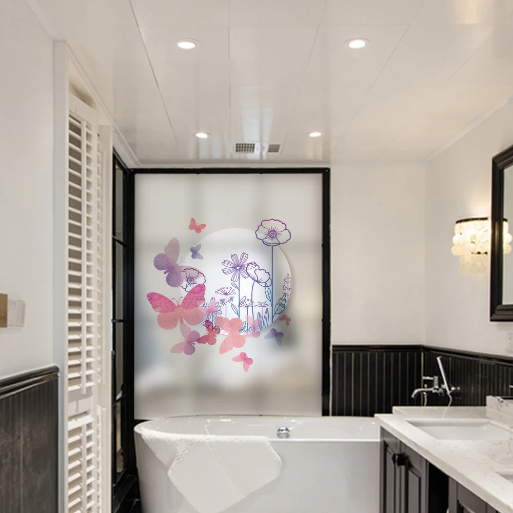 Dicor красивая бабочка Романтические цветы матовая оконная пленка витражная