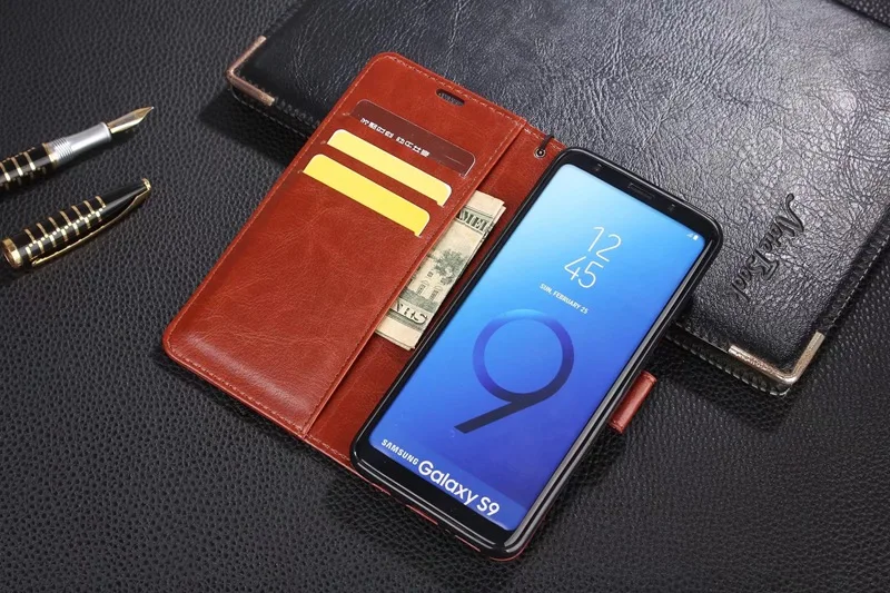 Откидной Чехол-кошелек с подставкой для samsung Galaxy S9 Plus кожаный чехол роскошный