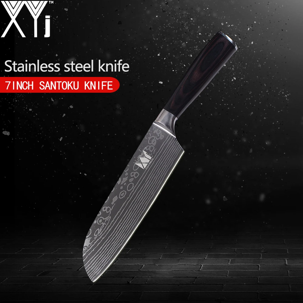 XYj одиночный нож из нержавеющей стали 3 5 7 8 дюймов кухонный с красивым рисунком