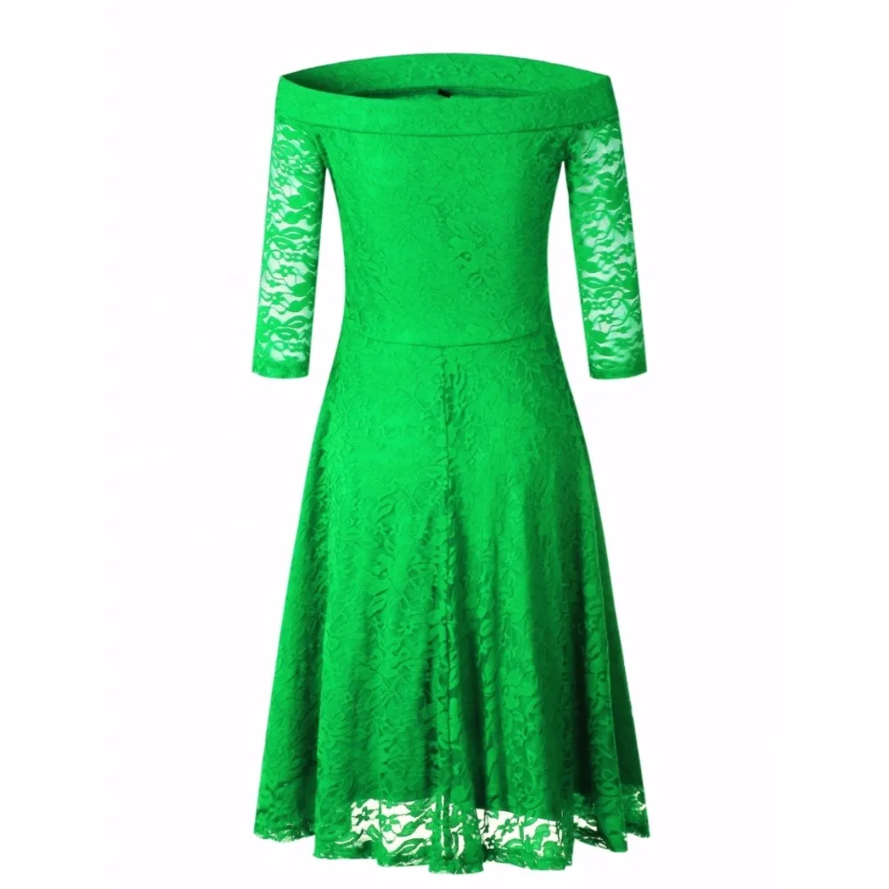 Женское элегантное кружевное платье большого размера Vestidos с открытыми плечами