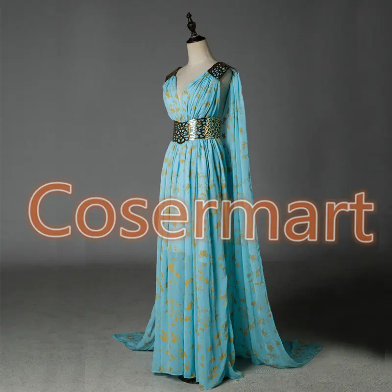 Длинное голубое платье Игра престолов Дейенерис Таргариен карнавальный костюм