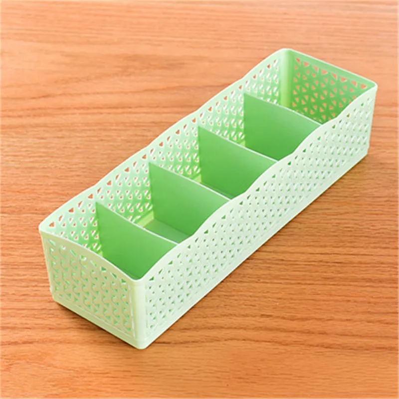 light green 5-сетки Многофункциональный Пластик организатор ящик галстук бюстгальтер носки ящик косметический разделитель ящик для хранения - Цвет: light green