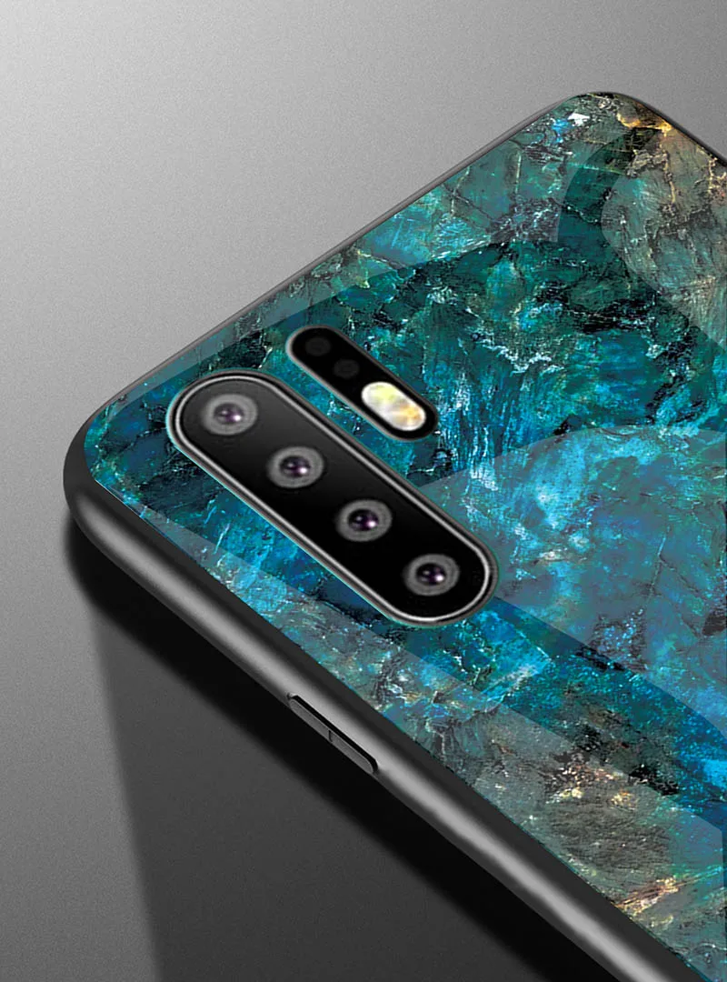 Чехол из закаленного стекла Leanonus Marble для Huawei Mate 20 Pro глянцевый Гладкий защитный