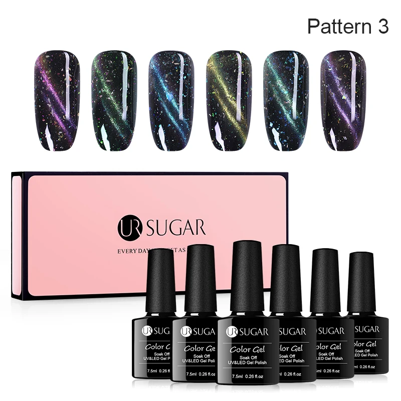 Pattern 3 Ur Sugar 6 шт. набор гель-лаков для ногтей маникюрные инструменты блеск термальный УФ-гель Лак чистый цвет Лак DIY Набор для дизайна ногтей салон - Цвет: Pattern 3