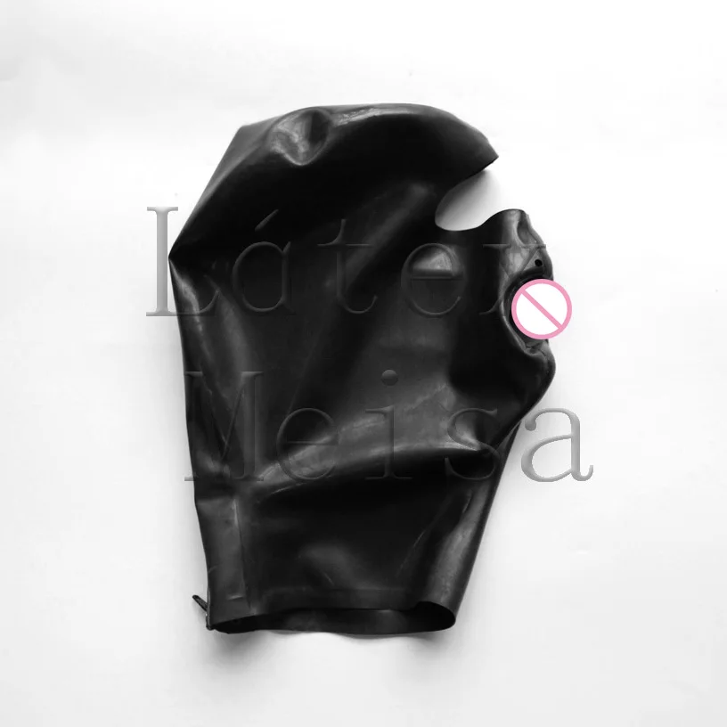 Взрослые латексные капюшоны с пенисом и открытыми глазами ноздрями черного