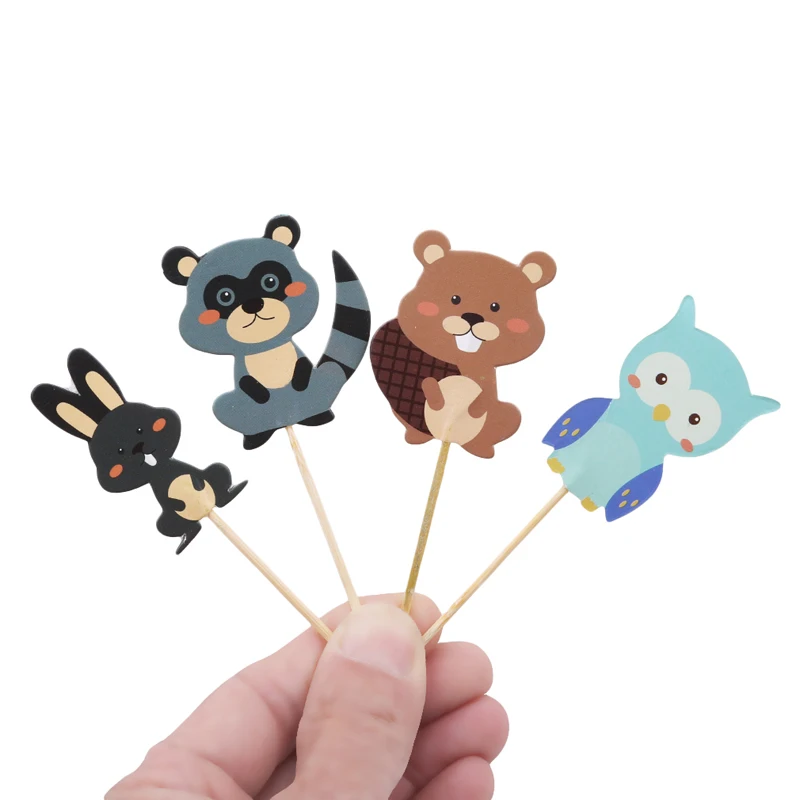 24 шт. сафари в джунглях капкейк вставка карточка животные торт топперы Детские