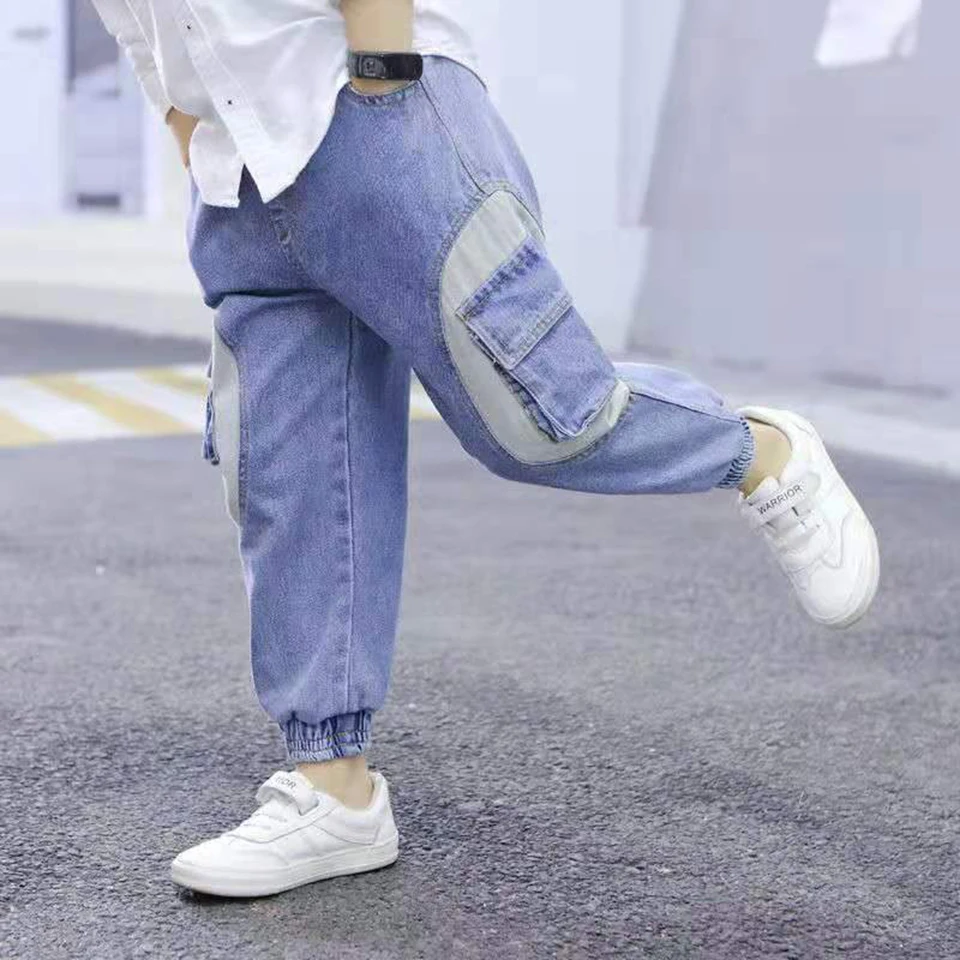 Детские джинсы высокого качества для активного отдыха новые весенние джинсовые