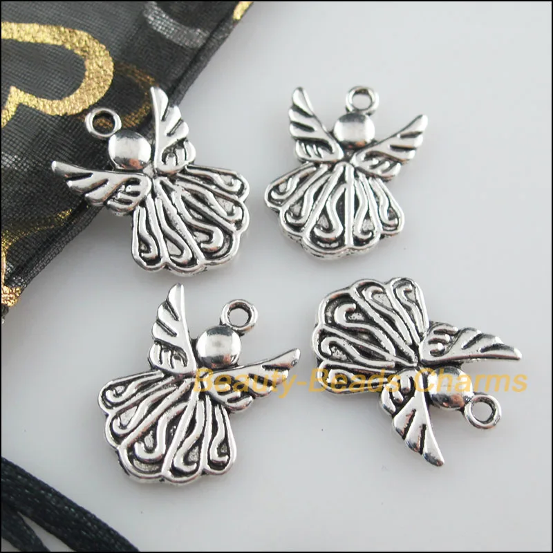 Новый 18 шт. Тибетский серебристый цвет Танцы Подвески Крылья ангела 15x21.5mm|Шармы| |