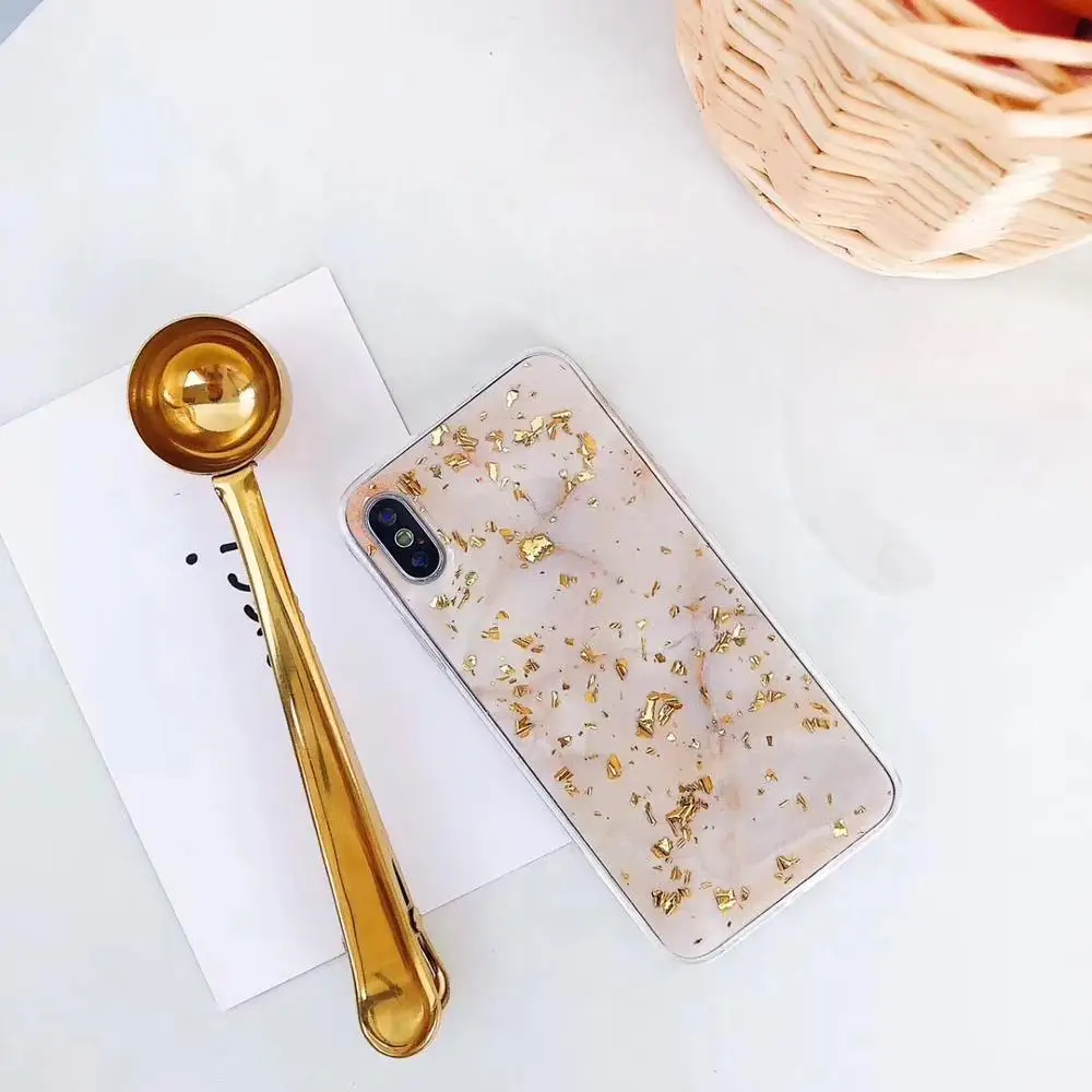 Роскошный Мраморный чехол с золотой фольгой для телефона iPhone6 6 Plus 7 8 X XS XR Max ТПУ