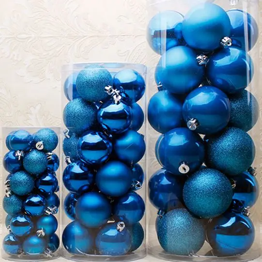 Light Blue 24 шт./лот, Новогодние рождественские шары, украшения, подарок, Рождественская елка, украшение для дома, Рождественское украшение, Adornos Navidad - Цвет: Light Blue