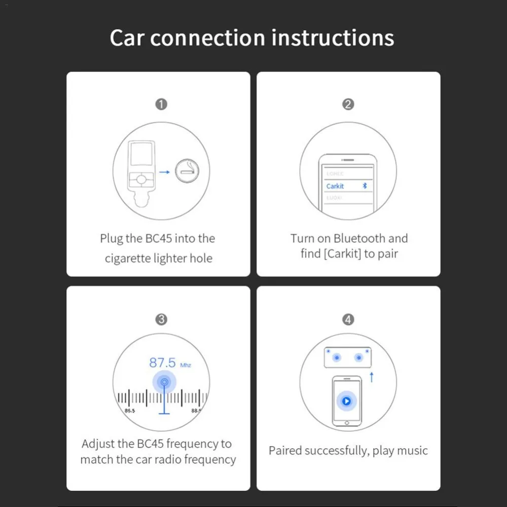 BC45 цветной экран ЖК-дисплей беспроводной Bluetooth FM модулятор передатчик Handsfree автомобильный комплект двойной USB быстрая зарядка автомобильное зарядное устройство
