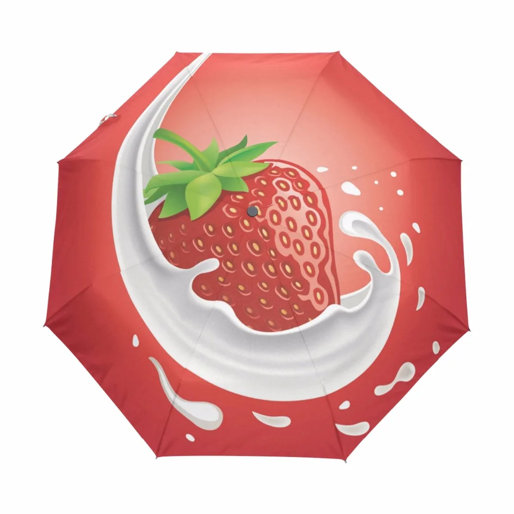 Креативный персональный фруктовый Зонт с узором клубникой трехскладной