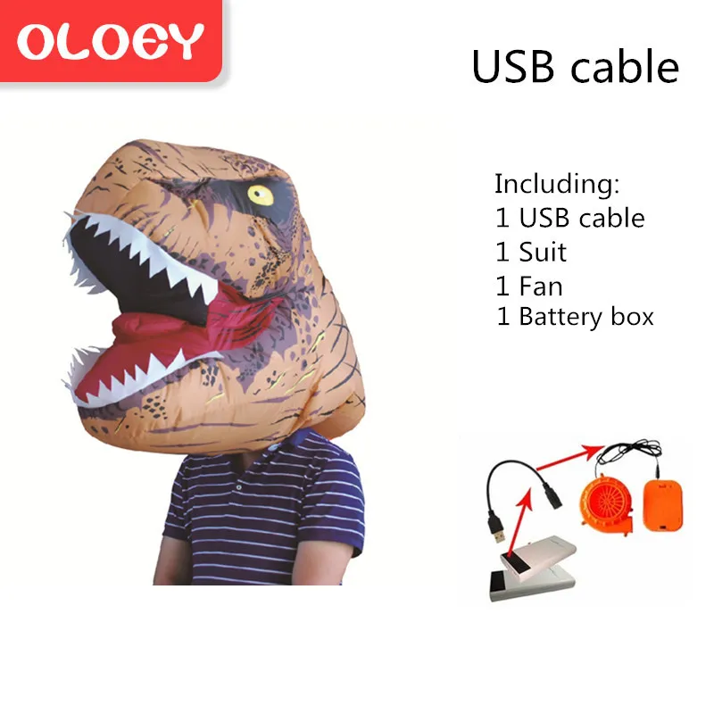 Надувной костюм Oloey для взрослых и детей, костюм динозавра T REX, карнавальный костюм с героями мультфильмов, маскарадный костюм, талисман Пурим, комбинезон# TRex002 - Цвет: Rex021Head